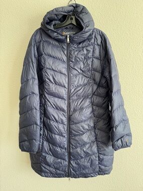 SLOW DOWN Women Lightweight Puffer Coat Hooded Mid-Length Winter Jacket Size XL